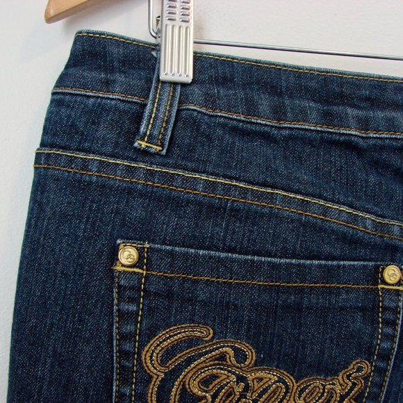 COOGI Bootcut Jeans Tall Dark Wash Stretch Embroidered Coogi Logo Size 12 - Picture 13 of 16